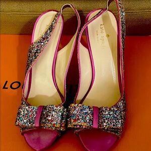Kate Spade Pink Crystal Bow Heels